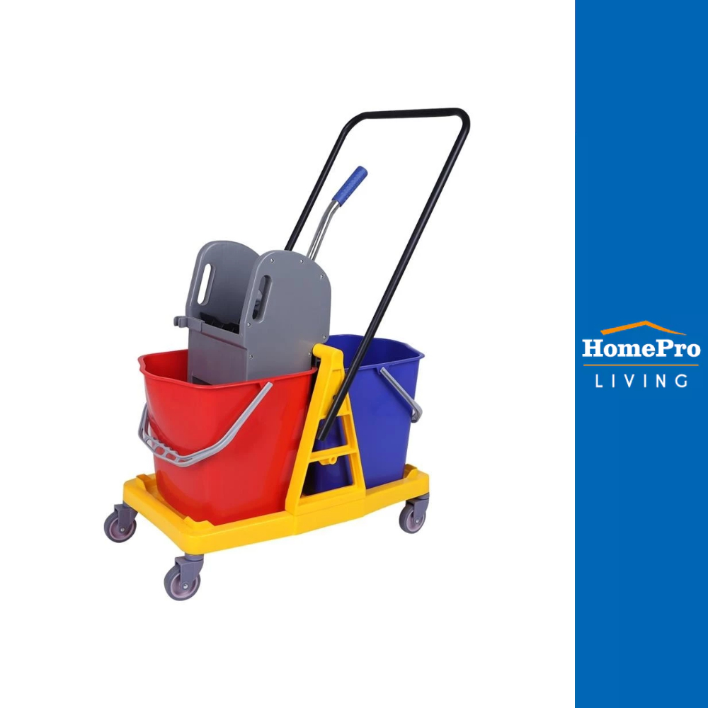 HomePro ถังบีบไม้ม็อบก้านโยกมีล้อชนิดถังคู่ ACCO 46 ลิตร สีแดง/ฟ้า แบรนด์ ACCO