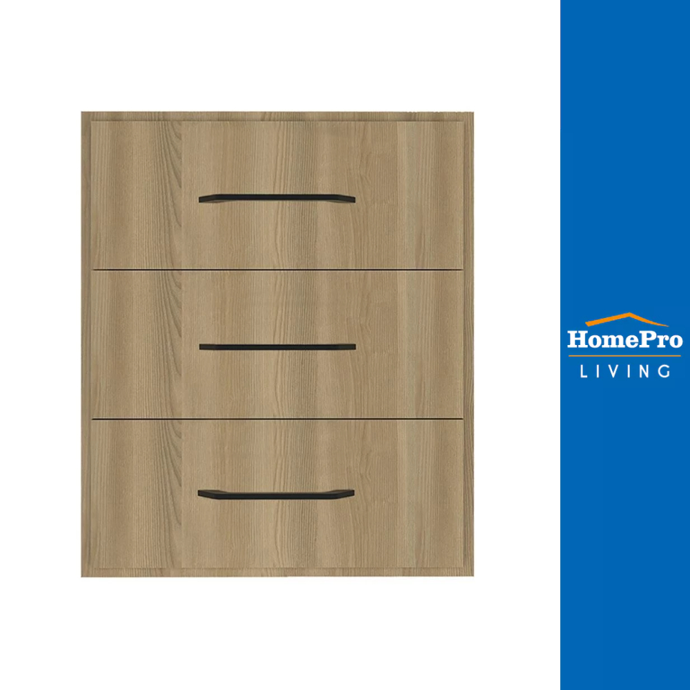 PARAZZO ตู้ลิ้นชัก 3 ชั้น WPC ENZO มือจับดำ 50x60 ซม. สี เนเจอรัลโอ๊ค จัดส่งโดย HomePro