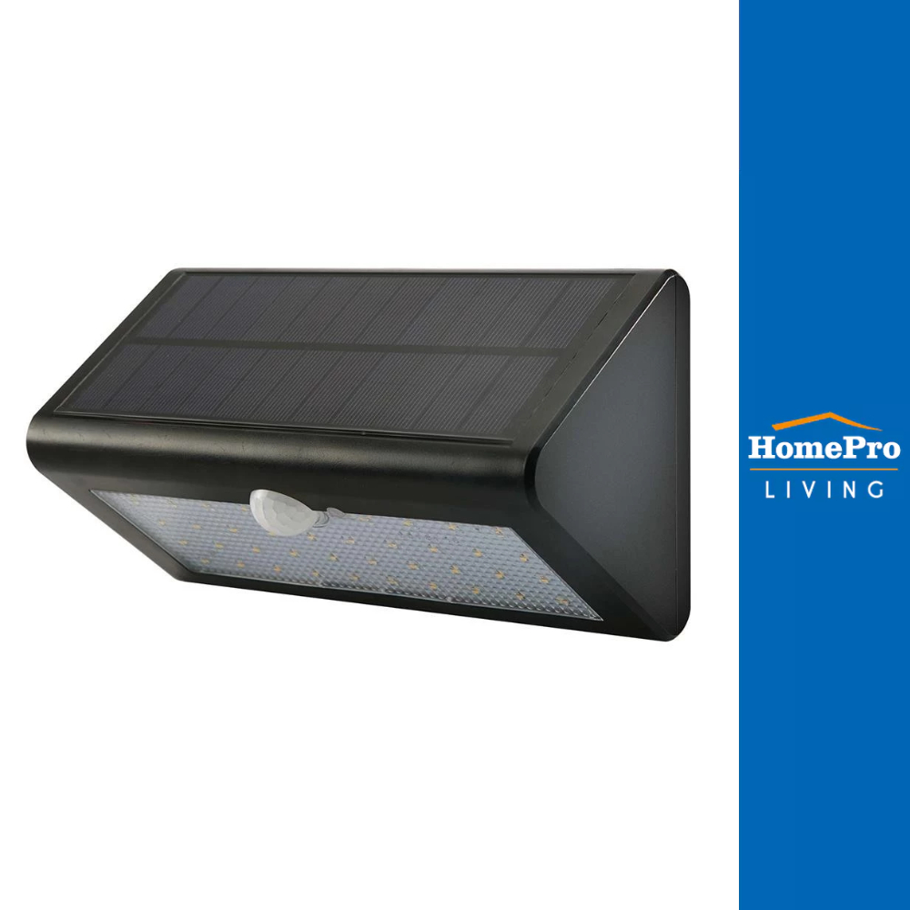 HomePro ไฟผนังนอก โซล่าเซลล์ 585508 5.6 วัตต์ WARMWHITE สีดำ แบรนด์ EVE