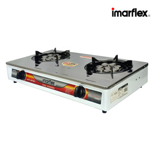 IMARFLEX_2 เตาแก๊ส หัวคู่ หน้าแสตนเลส หัวเทอร์โบ IG-419