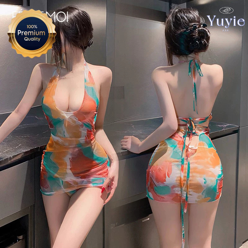 ชุดไปทะเล ชุดชายหาด ชุดสงกรานต์ รุ่น D6308 ชบา Yuyie