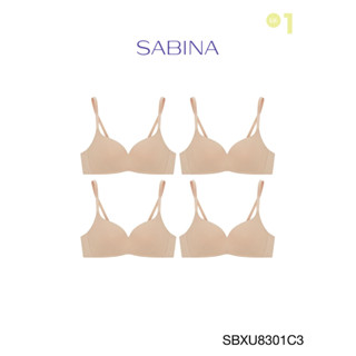 Sabina เสื้อชั้นใน Invisible Wire (Set 4 ชิ้น)  (ไม่มีโครง) รุ่น Pretty Perfect รหัส SBXU8301C3 สีเนื้อเข้ม