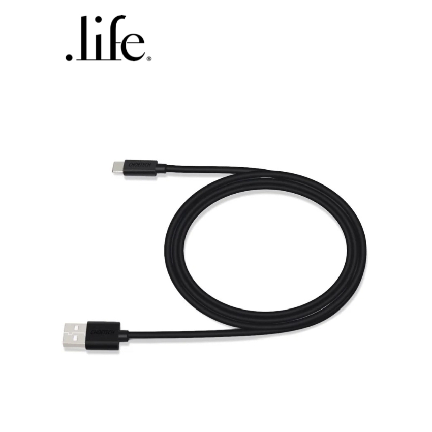 CHOETECH สายชาร์จ Choetech 1m USB-A to USB-C PVC Cable 1 m สีดำ By dotlife