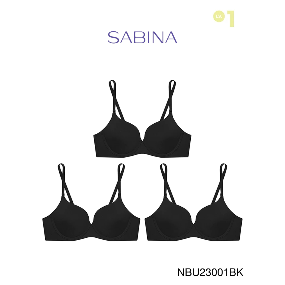 [Online Exclusive] Sabina เสื้อชั้นใน (Set 3 ชิ้น) มีโครง รุ่น Pretty Perfect รหัส NBU23001BK สีดำ