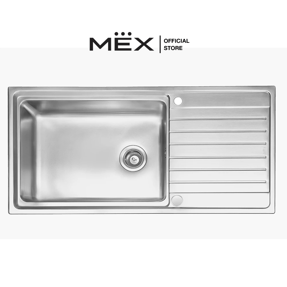 MEX รุ่น ELB101BM อ่างล้างจาน 1 หลุม 1 ที่พัก ขนาดอ่าง 100 x 50 ซม. สเตนเลส สตีล AISI 304