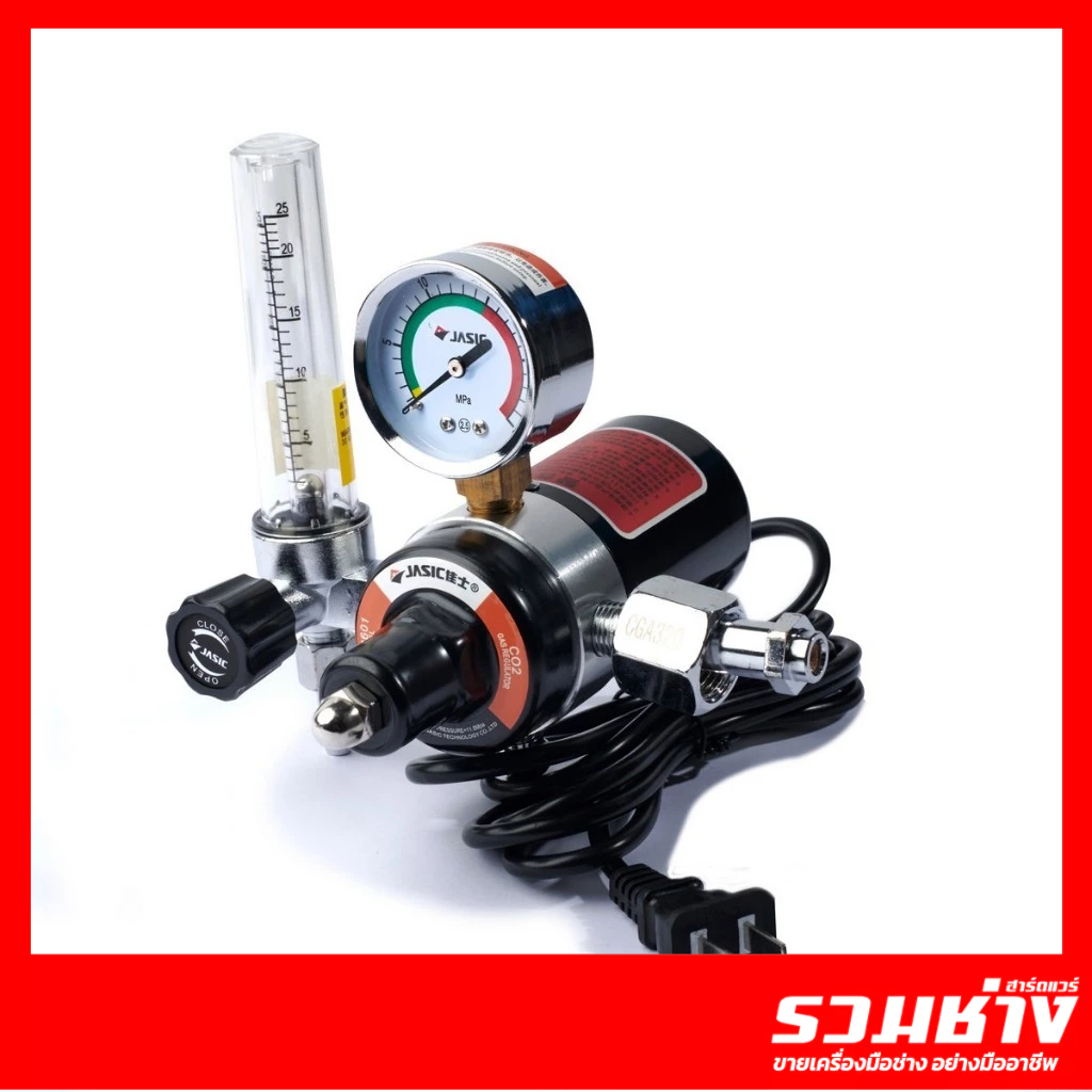 JASIC เกจ์CO2 มีฮีตเตอร์ 220V 36V เกจ์อาร์กอนทองเหลือง ANDELI WELDSTAR