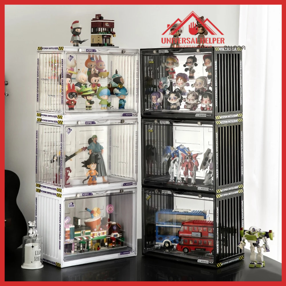 กล่องใส่โมเดล ตู้โชว์โมเดลมีไฟ กล่องใส่ art toy ความจุขนาดใหญ่ กล่องใส่ arttoy ไฟ วางซ้อนได้ ความจุข