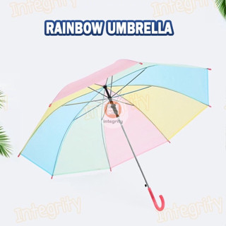 ร่มยาวเรนโบว์สีพาสเทล สีสวยหวานน่ารักมาก *สินค้าพร้อมส่งจากไ…
