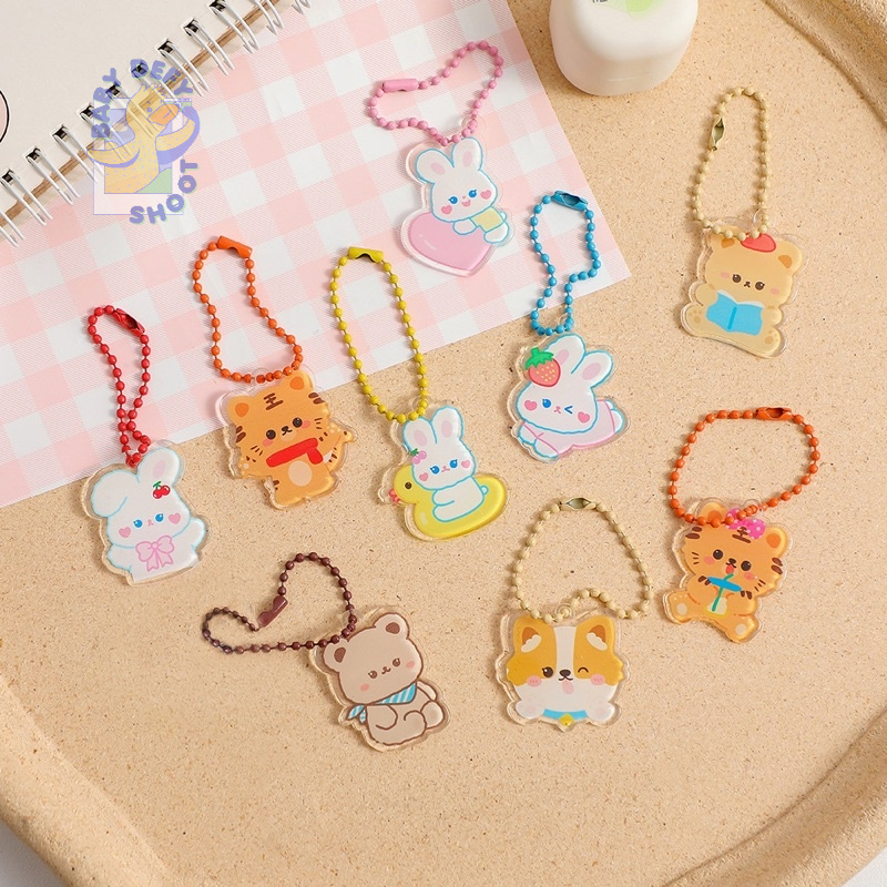 < พร้อมส่ง > พวงกุญแจ ลายการ์ตูน Key Tag 9 ลาย น้องหมา หมี กระต่าย เสือ แผ่นใส
