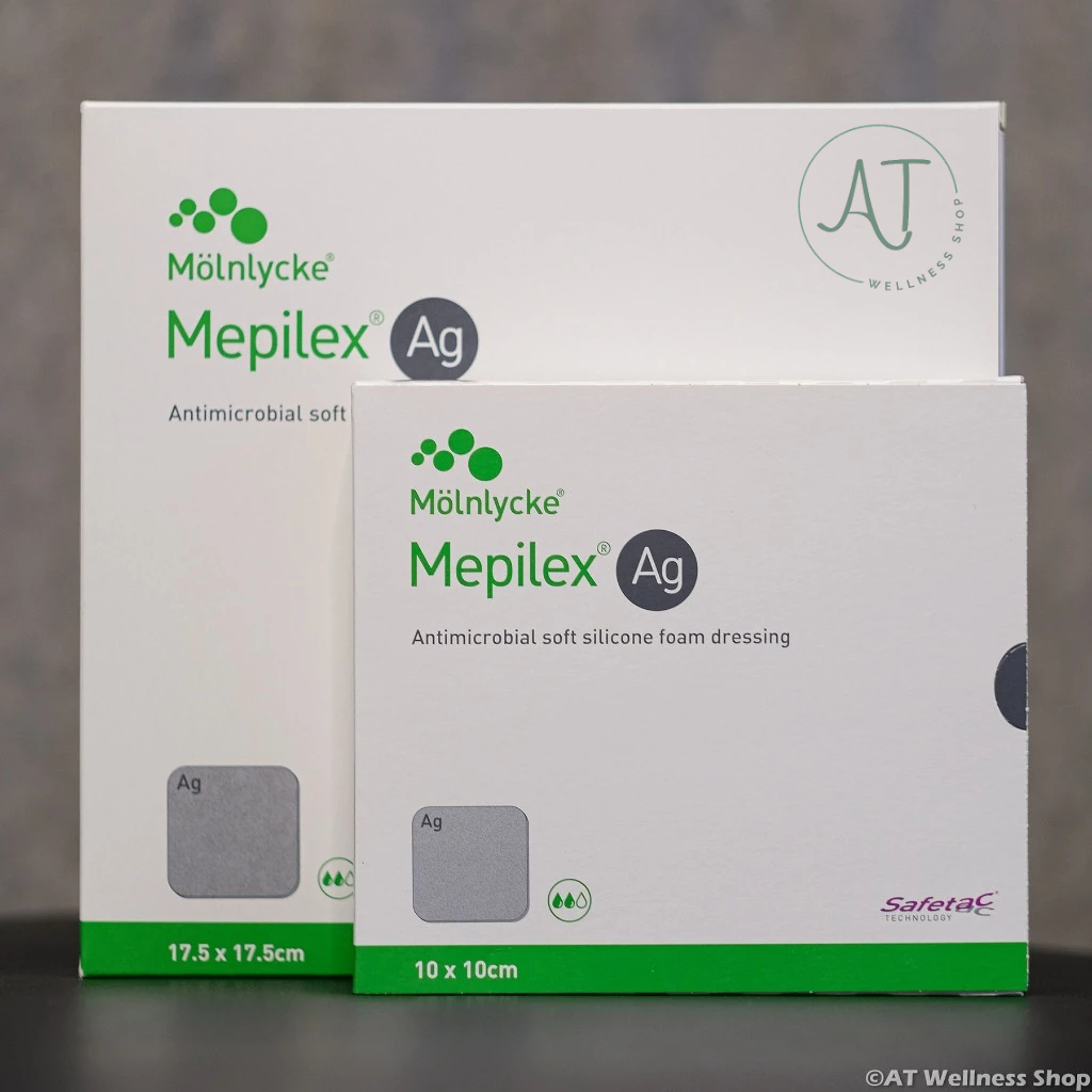Mepilex Ag แผ่นโฟมปิดแผล ชนิดมีซิลิโคนและสารต้านเชื้อโรค (ราคาต่อ 1 แผ่น)(Price per 1 sheet)