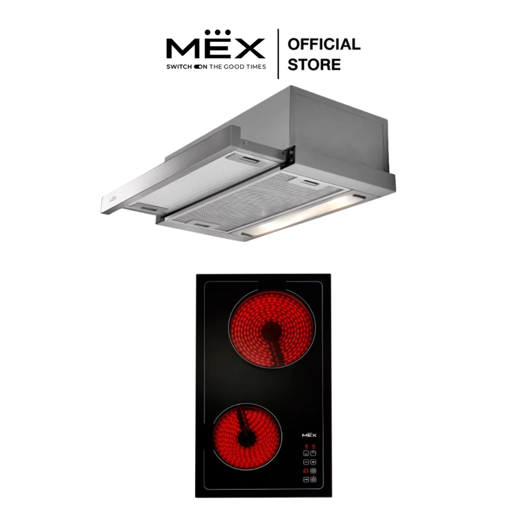 MEX Set รุ่น HVN632+SL26 เตาไฟฟ้าฐานกระจกเซรามิคและเครื่องดูดควันแบบสลิมไลน์