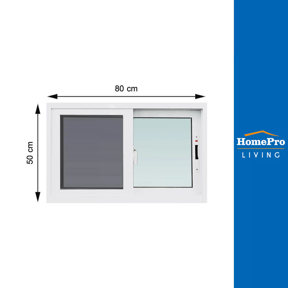 WINDOW ASIA หน้าต่างบานเลื่อน อะลูมิเนียม S-S มุ้ง F10 80X50 ซม. สีขาว จัดส่งโดย HomePro