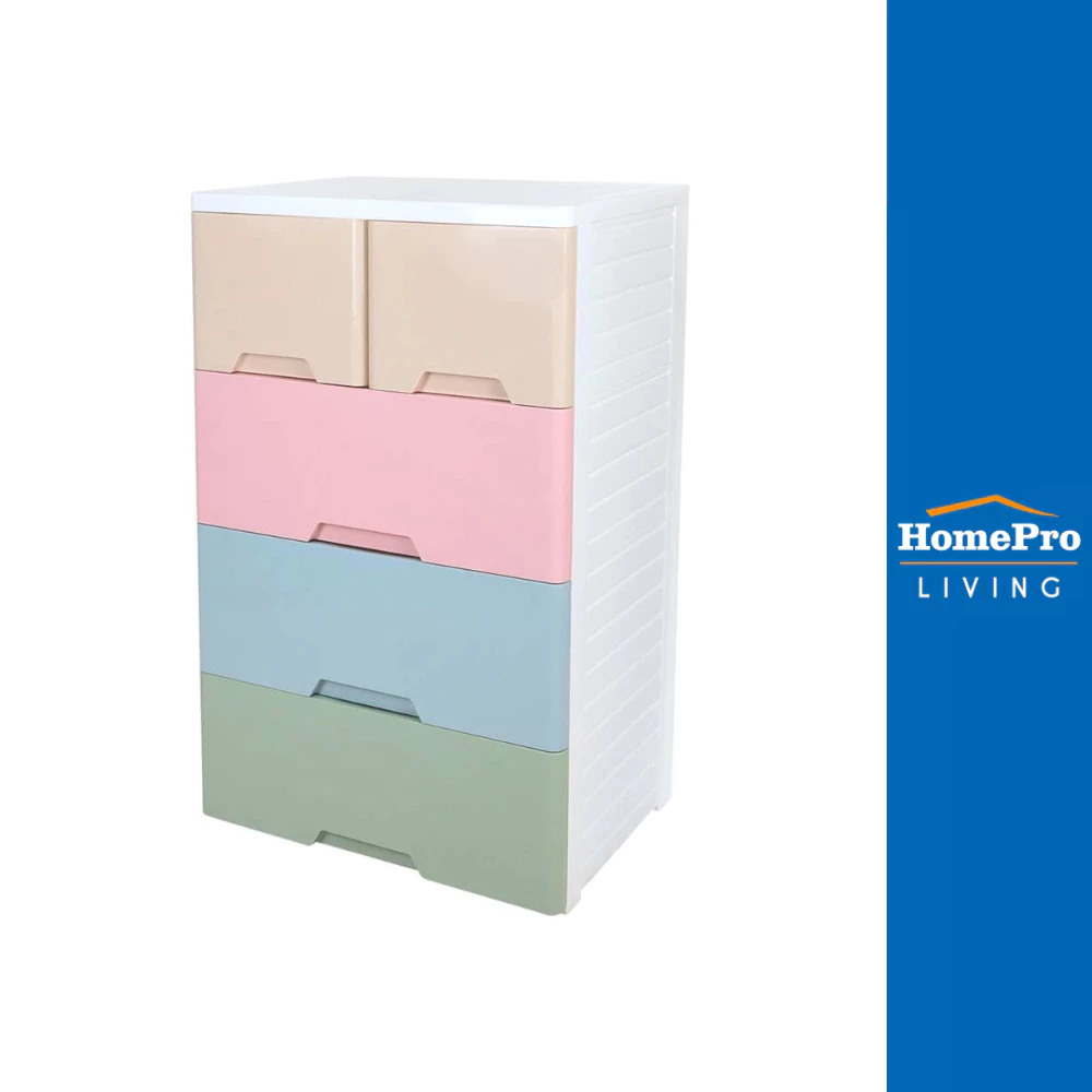 STACKO ตู้ลิ้นชัก 4 ชั้นทึบ NEAT 65x46x105 ซม. PASTEL จัดส่งโดย HomePro