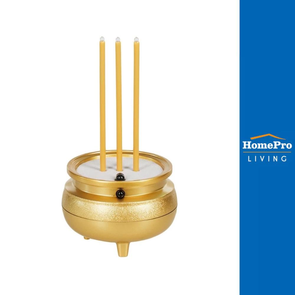 CLAIRE กระถางธูปไฟฟ้า 3 ดอก LED สีทอง จัดส่งโดย HomePro