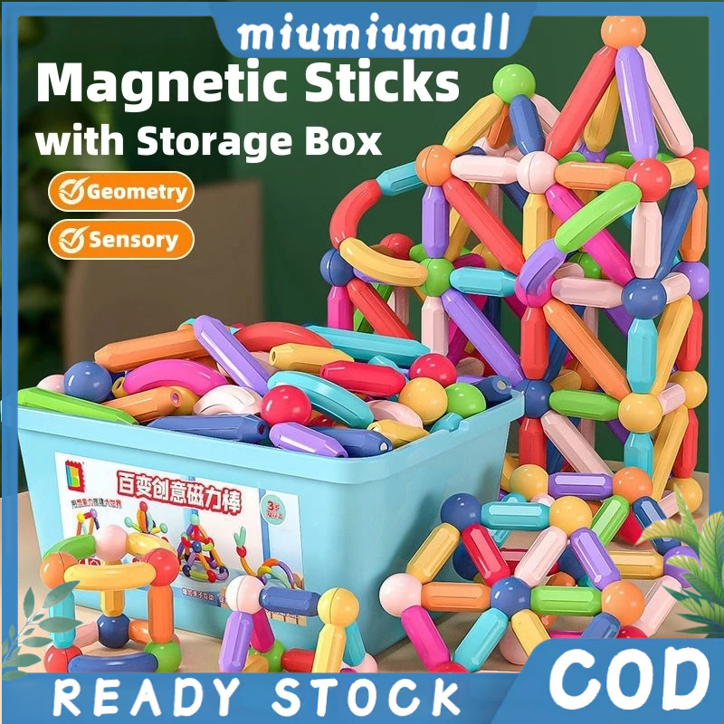 100PCS ตัวต่อแม่เหล็ก ของเล่นเสริมพัฒนาการและเสริมทักษะ ตัวต่อแม่เหล็ก ของเล่นเสริมพัฒนาการ บล๊อคและของเล่นตัวต่อ 3D