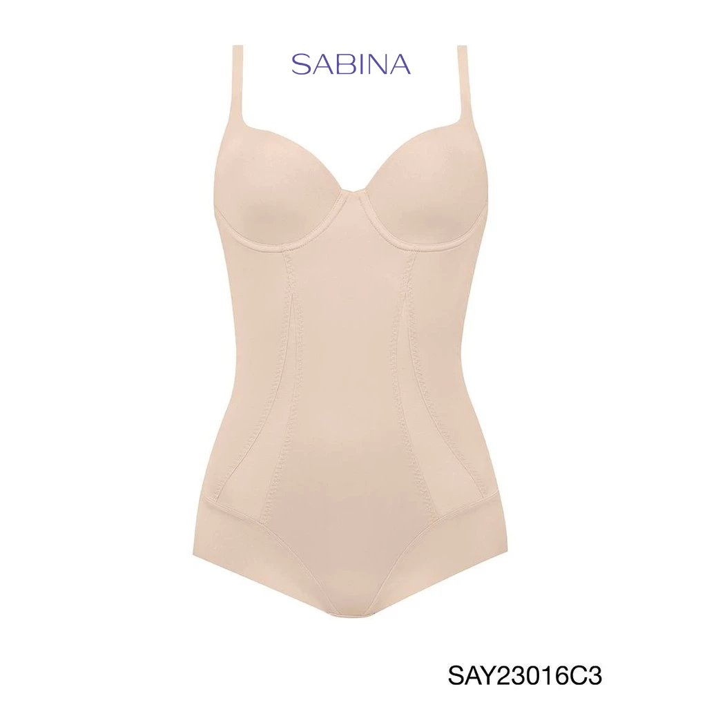 Sabina บอดี้สูทกระชับสัดส่วน มีโครง Medium Support รหัส SAY23016C3 - สีเนื้อเข้ม