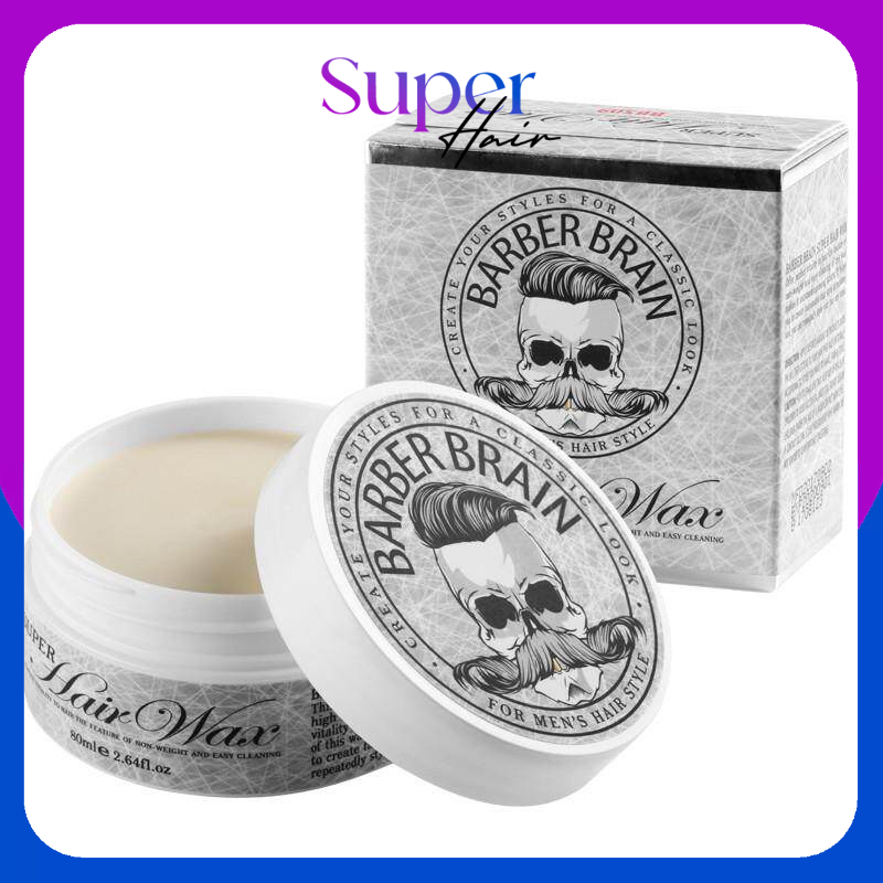 L'ANGEL Barber Brain Super Hair Wax บาร์เบอร์ เบรน แว๊กซ์ อยู่ทรง ล้างออกง่าย ไม่เหนอะหนะ (แว๊กสูตรเนื้อด้าน กล่องเทา)