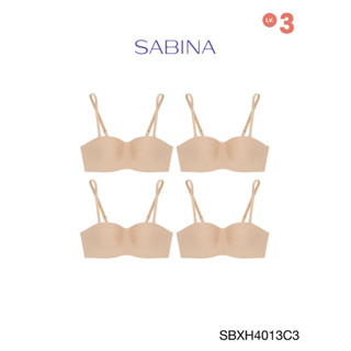 Sabina เสื้อชั้นใน (Set 4 ชิ้น)  มีโครง รุ่น Soft Doomm รหัส SBXH4013C3 สีเนื้อเข้ม