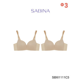 Sabina เสื้อชั้นใน (Set 2 ชิ้น) Invisible Wire (ไม่มีโครง) รุ่น Modern V รหัส SBXI1111C3 สีเนื้อเข้ม