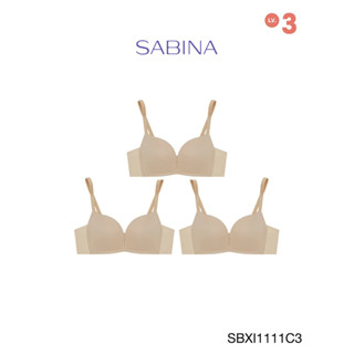 Sabina เสื้อชั้นใน (Set 3 ชิ้น) Invisible Wire (ไม่มีโครง) รุ่น Modern V รหัส SBXI1111C3 สีเนื้อเข้ม