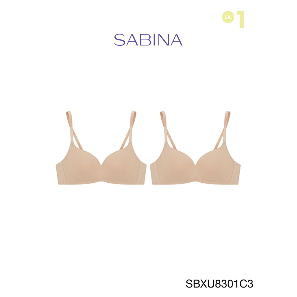 Sabina เสื้อชั้นใน Invisible Wire ไร้โครง (Set 2 ชิ้น) Pretty Perfect รหัส SBXU8301C3 สีเนื้อเข้ม