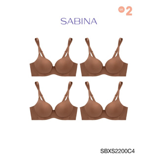 Sabina ซาบีน่า เสื้อชั้นใน (Set 4 ชิ้น) (มีโครง) Seamless Fit รุ่น S-Sixnatuer บัวตูม รหัส SBXS2200C4 สีเนื้อแทน