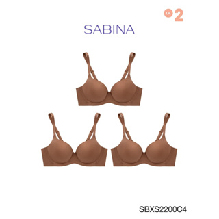 Sabina ซาบีน่า เสื้อชั้นใน (Set 3 ชิ้น) (มีโครง) Seamless Fit รุ่น S-Sixnatuer บัวตูม รหัส SBXS2200C4 สีเนื้อแทน