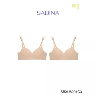 Sabina เสื้อชั้นใน  (Set 2 ชิ้น)  Invisible Wire (ไม่มีโครง) รุ่น Pretty Perfect รหัส SBXU8201C3 สีเนื้อเข้ม