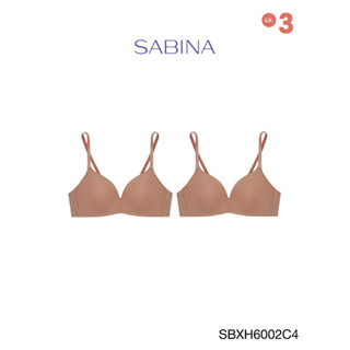 Sabina เสื้อชั้นใน (Set 2 ชิ้น) Invisible Wire (ไม่มีโครง) รุ่น Soft Doomm รหัส SBXH6002C4 สีเนื้อแทน