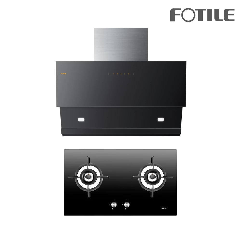 FOTILE เครื่องดูดควัน JQG9031 + เตาแก๊สฝัง GHG78211 ตะแกรงดักน้ำมันแม่เหล็ก ทำความสะอาดง่าย  ทนทาน