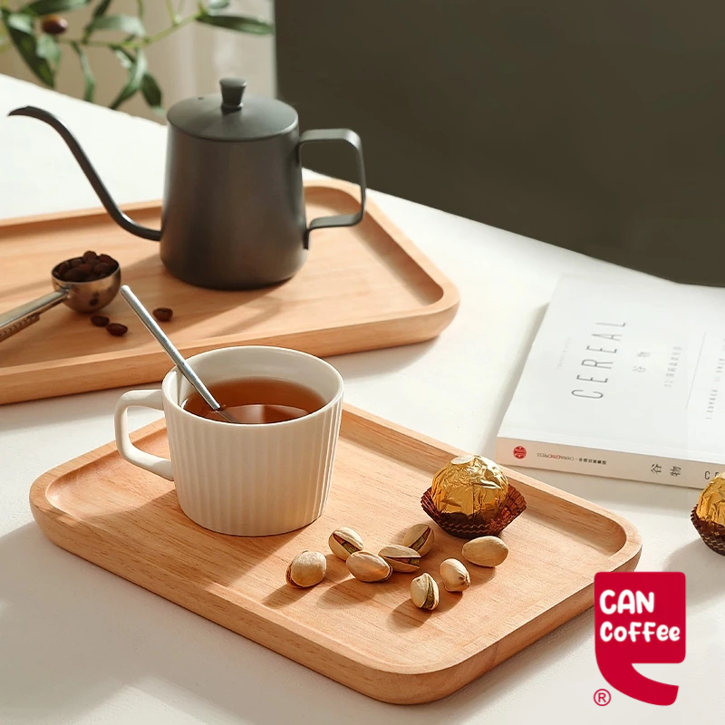 Can Coffee ถาดไม้ สไตล์ญี่ปุ่น มินิมอล ใส่อาหาร ขนม จากไม้แท้ธรรมชาติ มีให้เลือก4แบบ 5JS4