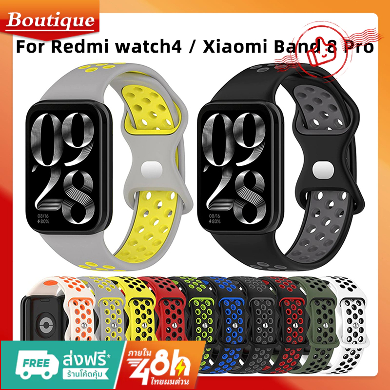 สายระบายอากาศ สําหรับ Redmi Watch 4 / Xiaomi Mi Band 8 Pro 9 Pro สายรัดข้อมือซิลิโคน กีฬา สายรัดข้อมือ สองสี