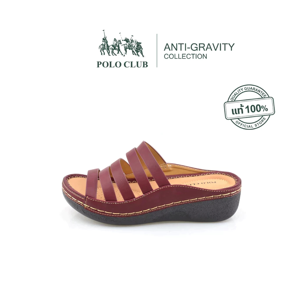 POLO CLUB รองเท้าแตะแบบสวม รุ่นP2662 สีแดง | รองเท้าแตะผู้หญิง สูง 2 นิ้ว