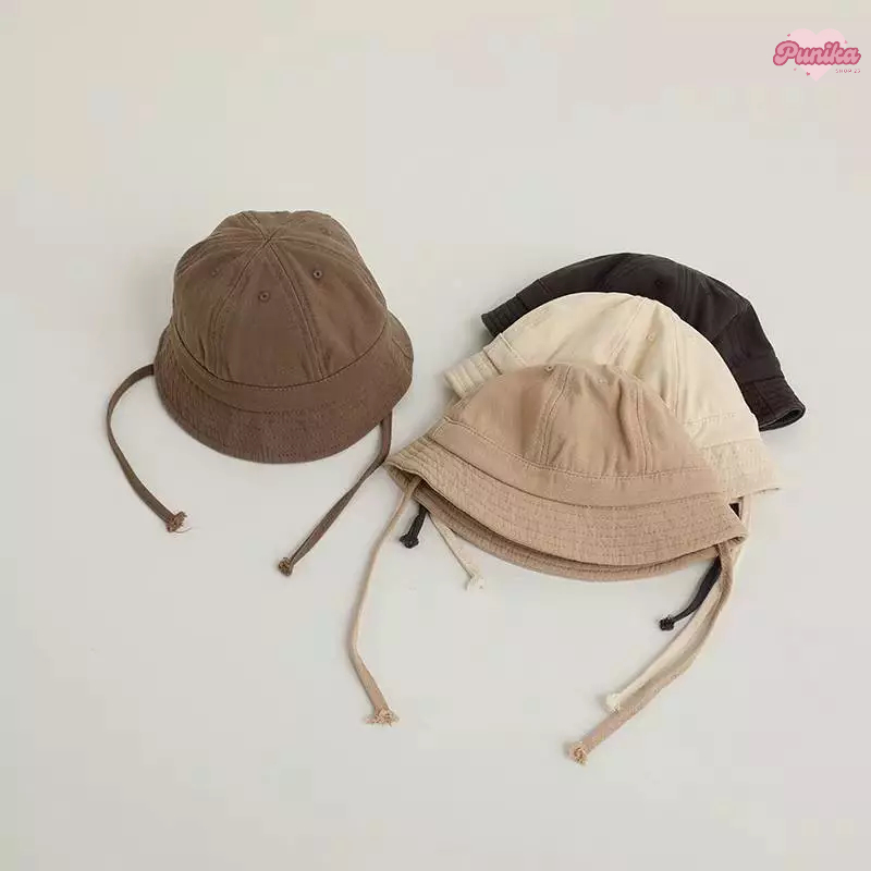 [พร้อมส่ง] หมวกเด็ก 6-24 เดือน รอบหัว 46-48cm หมวกบักเก็ตเด็ก สไตล์มินิมอล มีสายคล้องคาง หมวกกันแดดเด็กสไตล์เกาหลี