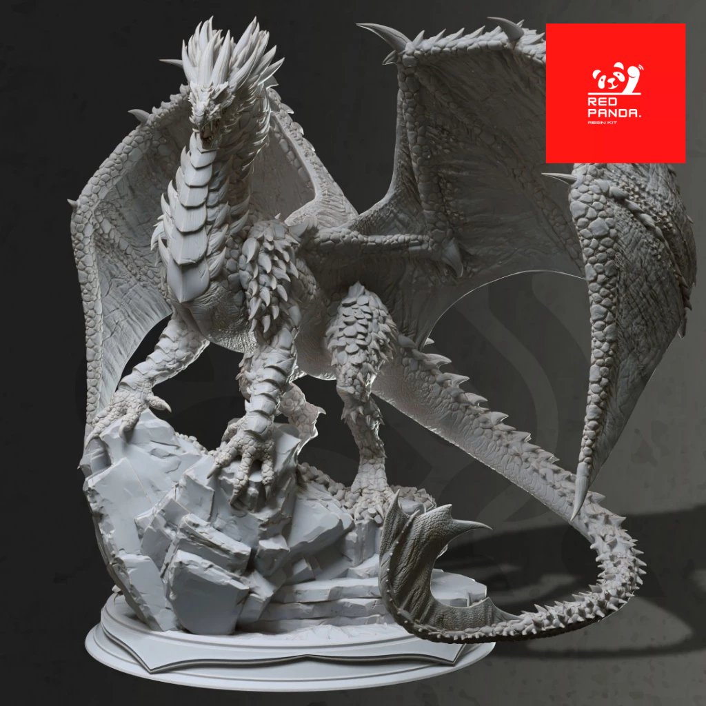 DnD Miniature มังกรสำริดและมังกรจันทรา โมเดลสำหรับบอร์ดเกม (งานเรซิ่นยังไม่ลงสี) ขนาดฐาน 4 นิ้ว