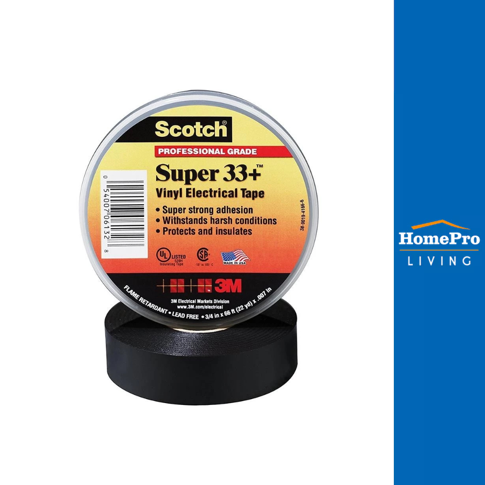 3M เทปพันสายไฟ SUPER 33+ 66 ฟุต สีดำ จัดส่งโดย HomePro
