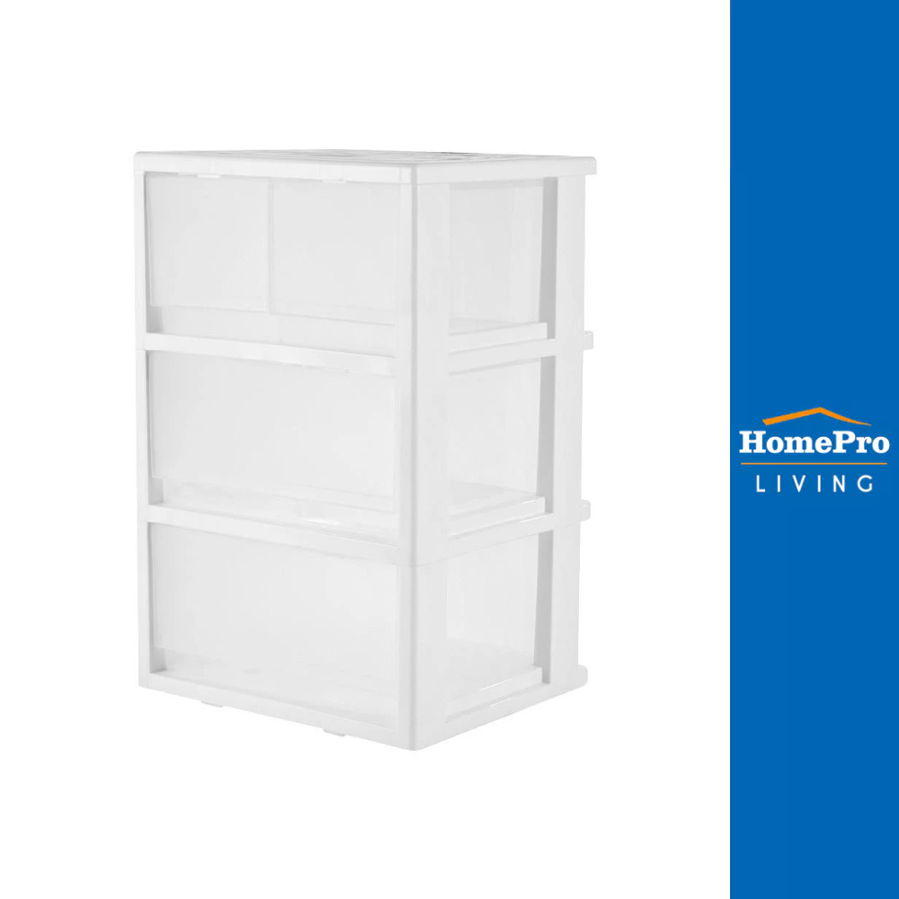 HomePro ตู้ลิ้นชัก 3 ชั้น มีล้อ STACKO FINE 42.1x35.8x64.6 ซม. สีขาว แบรนด์ STACKO