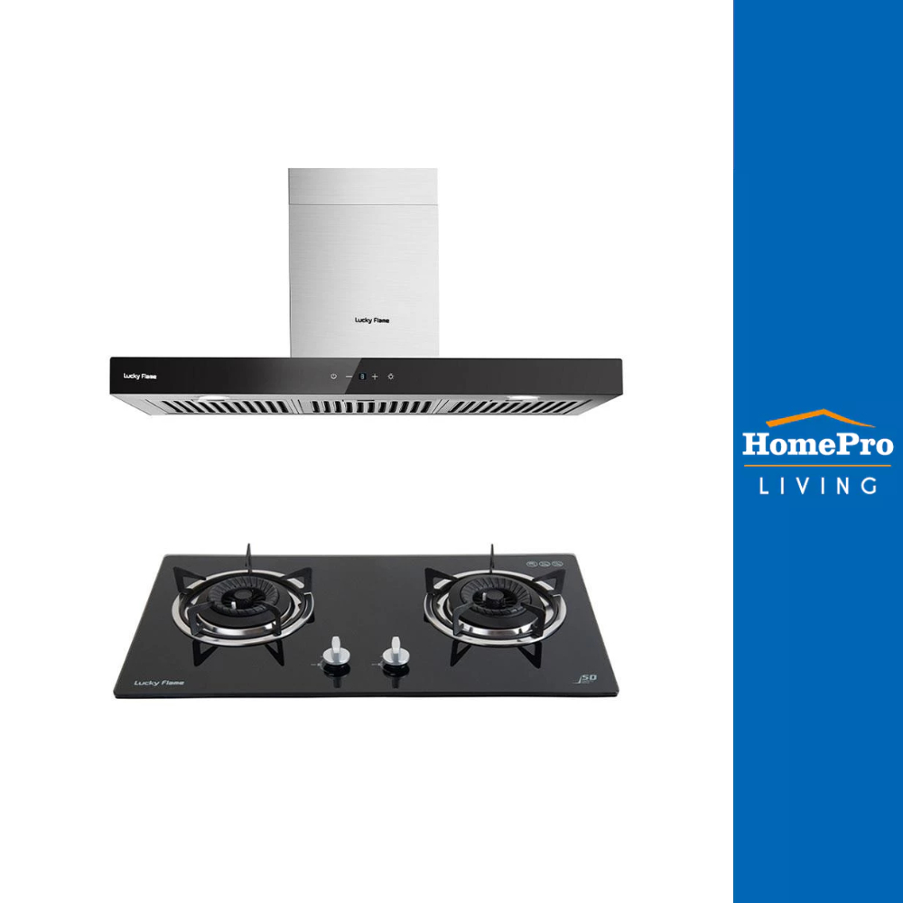 HomePro เตาฝัง+เครื่องดูดควัน  LGS962+RG971T แบรนด์ LUCKY FLAME