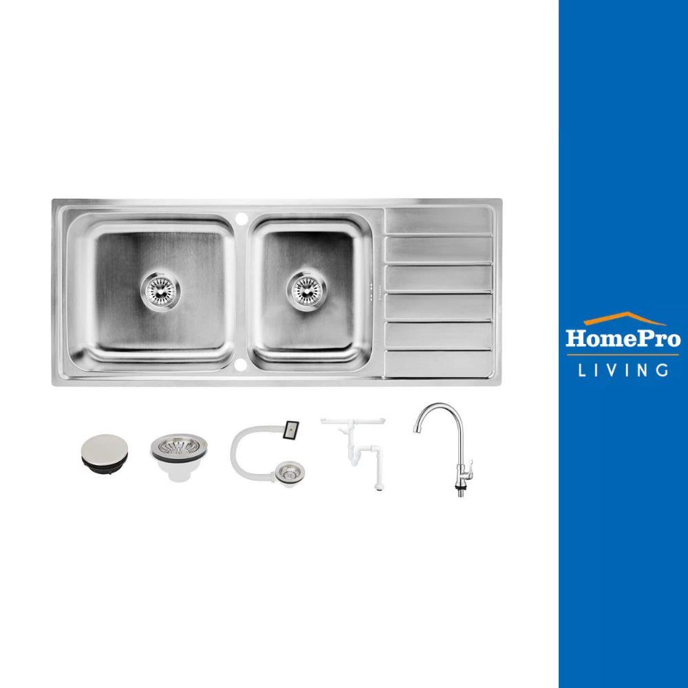 HAFELE ซิงค์ฝัง 2 หลุม 1 ที่พัก ECONO 495.39.423 สีเงิน