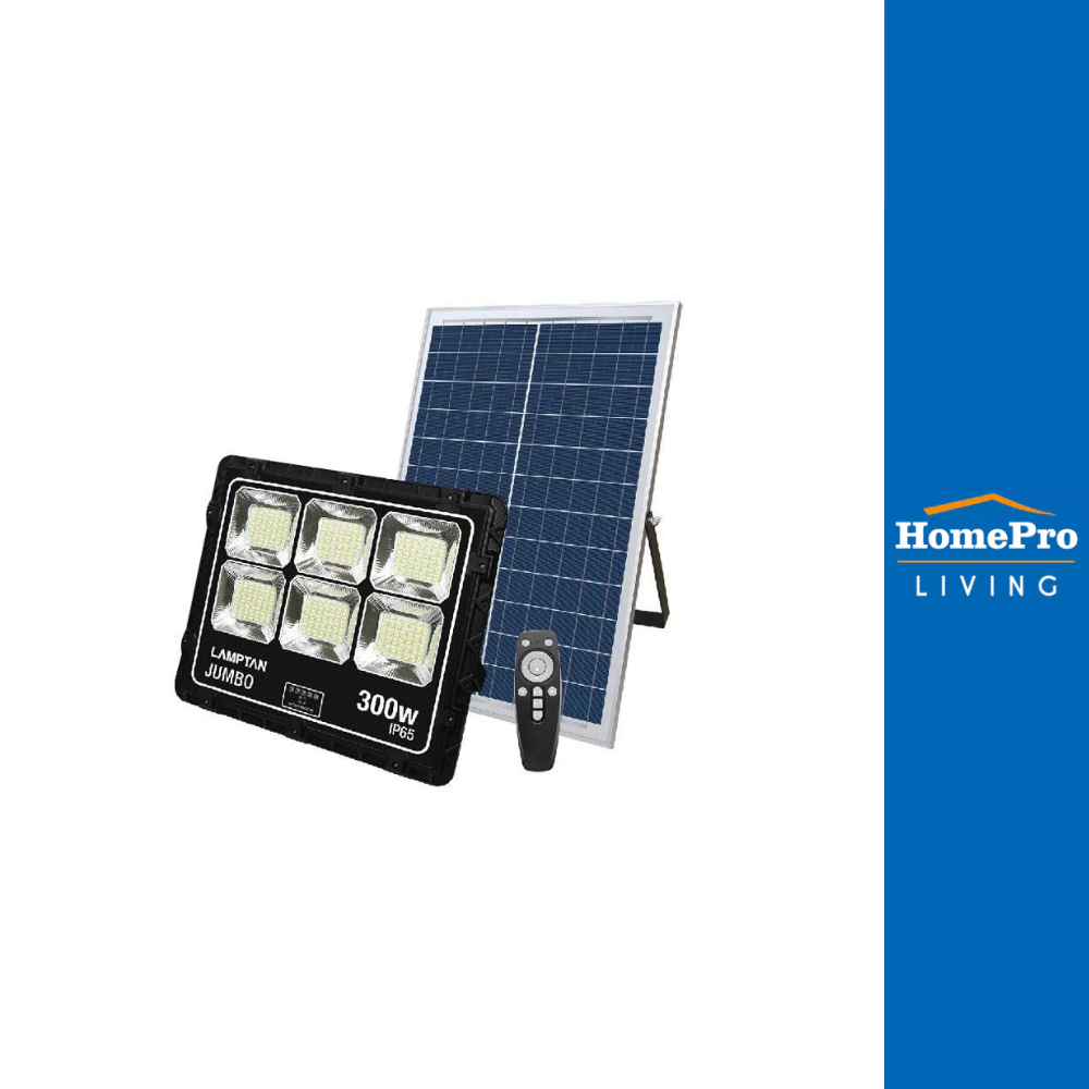 LAMPTAN ไฟสปอร์ตไลท์ โซล่าเซลล์ FLOOD 300 วัตต์ DAYLIGHT สีดำ