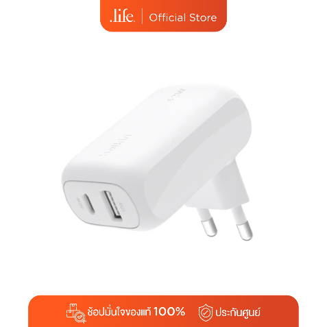 BELKIN หัวชาร์จ BOOST CHARGE Dual USB-C 30W and USB-A 12W PPS Charger 42W TH by Dotlife