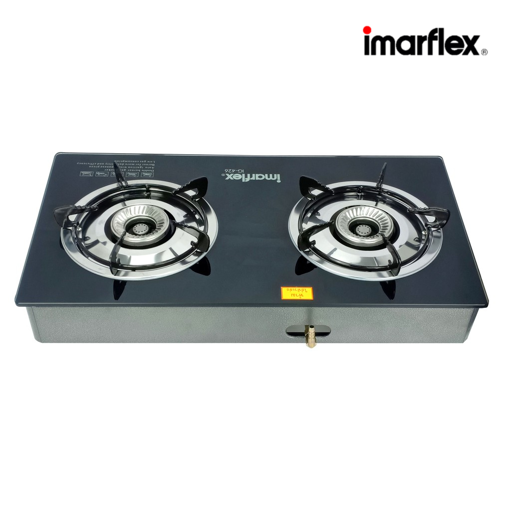 IMARFLEX_2 เตาแก๊ส หัวคู่ หน้ากระจก หัวแสตนเลส IG-426 ราคา ถูกที่สุด ดีลบีเคเค แกลเลอรีภาพที่ 3