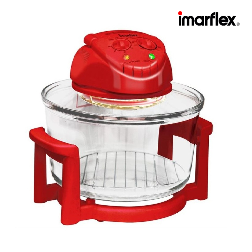 [เกรดบี] Imarflex_Z_ หม้อฝาอบลมร้อน โถแก้ว ขนาด 12 ลิตร สีแดง รุ่น IB-704(B)
