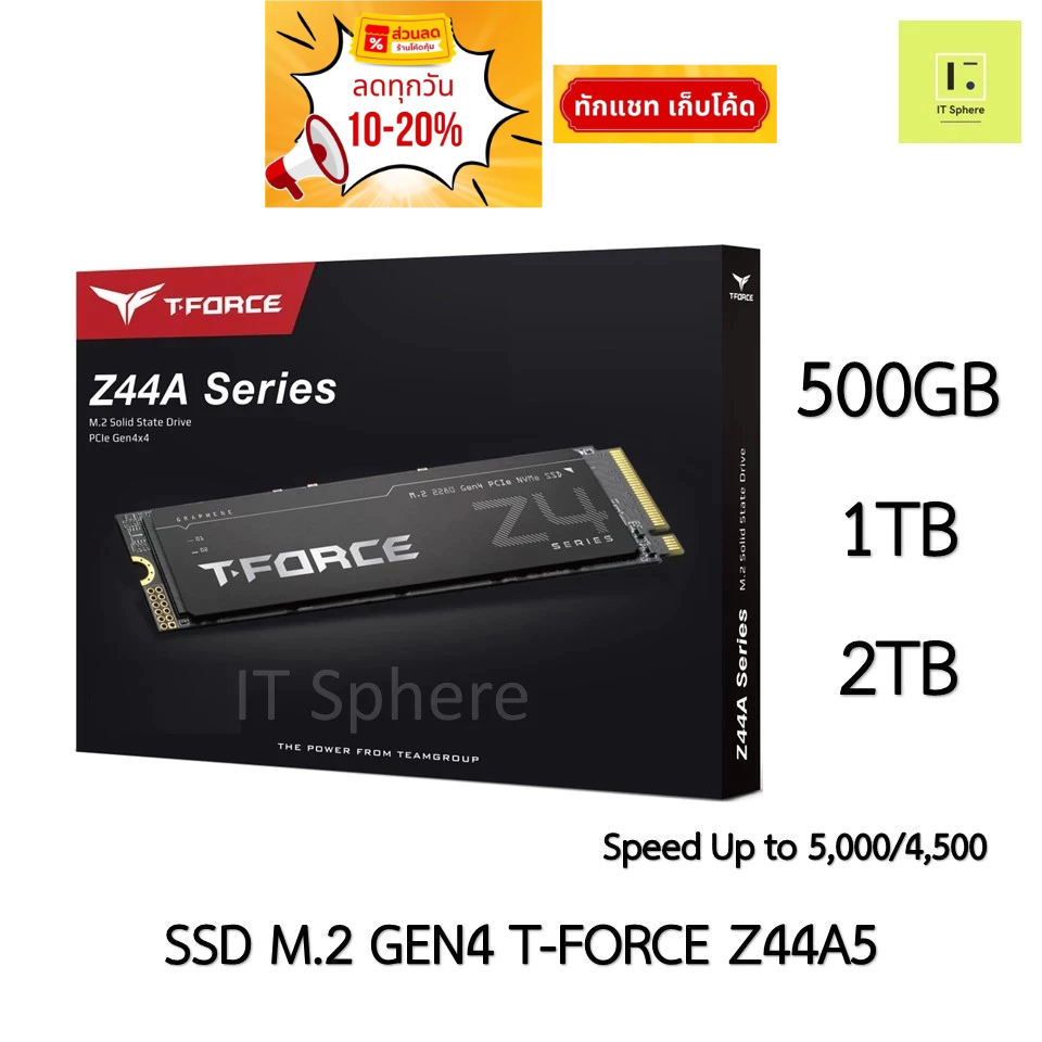 [ส่งด่วนทักแชท] SSD M.2 T-FORCE Z44A5 512GB // 1TB // 2TB NVMe (GEN4)  ของใหม่ มือ 1 SSD Teamgroup z