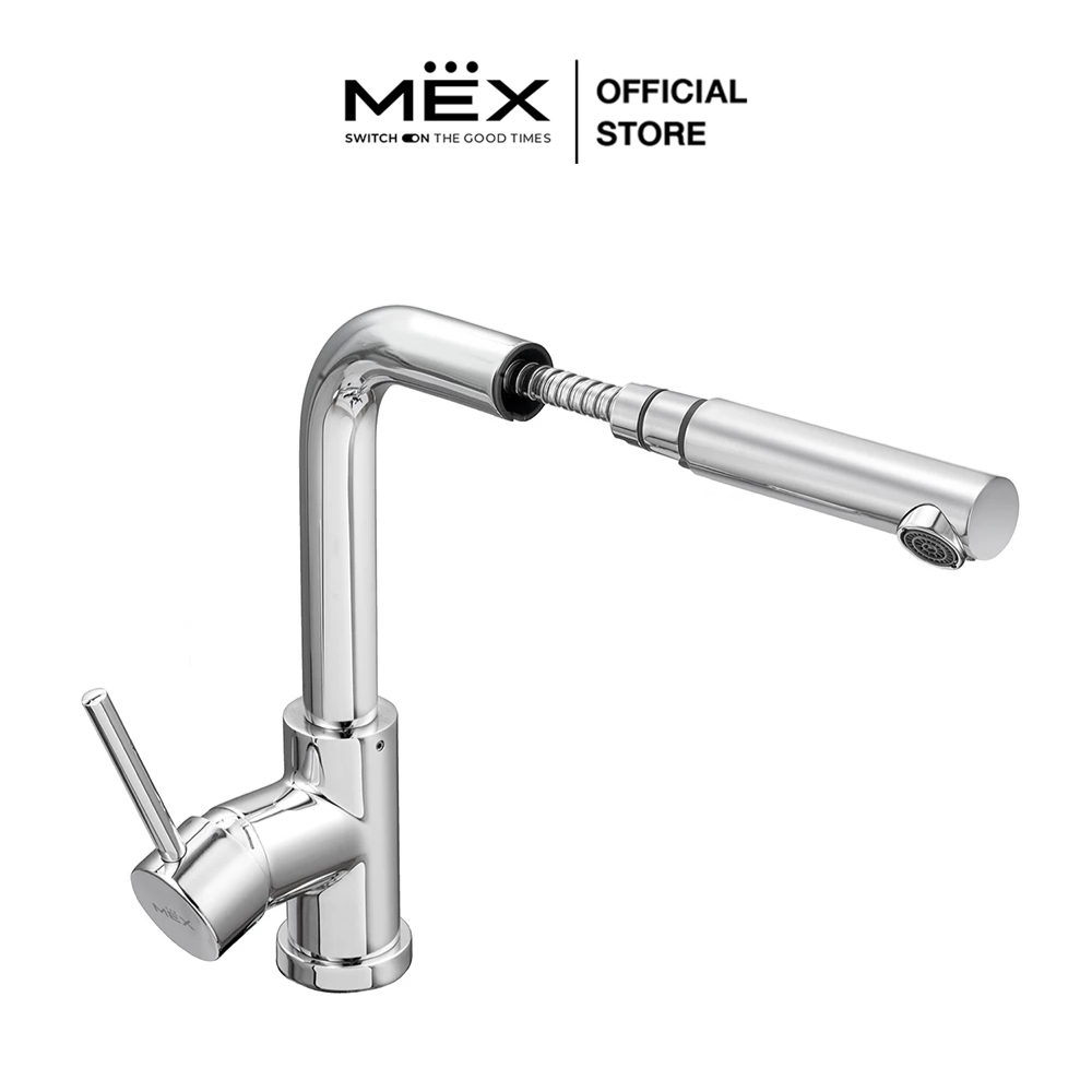 MEX ก๊อกผสมน้ำร้อน-เย็น รุ่น 3358-D6 ชนิดติดตั้งบนเคาน์เตอร์ (ปากก๊อกดึงออกปรับทิศทางการล้างได้) (สีโครเมี่ยม)
