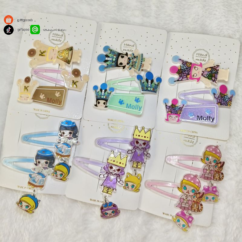 พร้อมส่งจากไทย กิ๊บหนีบผมอะคริลิคมอลลี่ และกิ๊บป๊อกแป๊กตุ้งติ้ง Molly Popmart