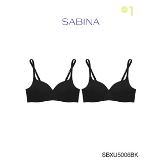 Sabina เสื้อชั้นใน (Set 2 ชิ้น) Invisible Wire (ไม่มีโครง) รุ่น Pretty Perfect รหัส SBXU5006BK สีดำ