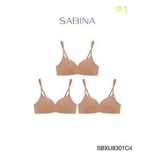 Sabina เสื้อชั้นใน (Set 3 ชิ้น) Invisible Wire (ไม่มีโครง) รุ่น Pretty Perfect รหัส SBXU8301C4 สีเนื้อแทน