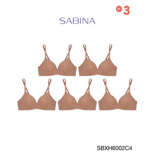 Sabina เสื้อชั้นใน (Set 5 ชิ้น) Invisible Wire (ไม่มีโครง) รุ่น Soft Doomm รหัส SBXH6002C4 สีเนื้อแทน