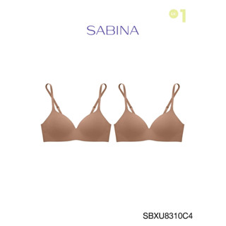 Sabina เสื้อชั้นใน (Set 2 ชิ้น) Invisible Wire (ไม่มีโครง) Seamless Fit รุ่น Pretty Perfect  รหัส SBXU8310C4 สีเนื้อแทน